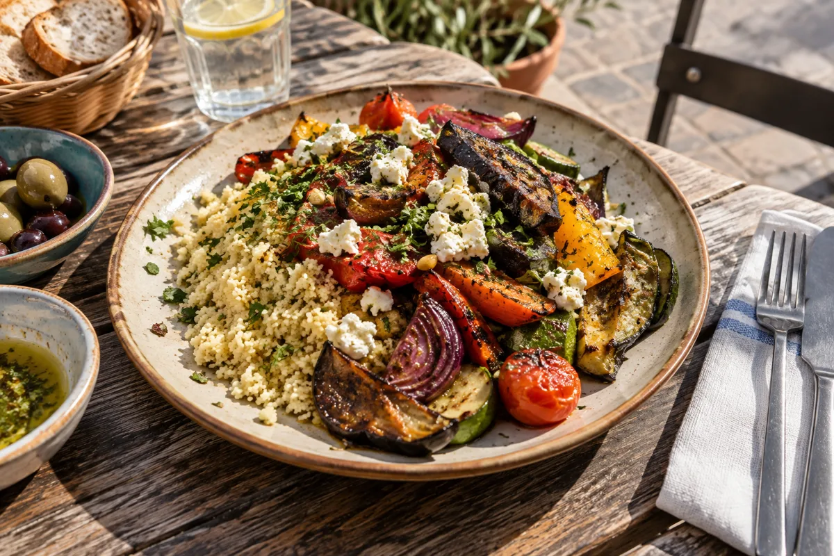 Mediterraner Teller mit Gemüse und Couscous